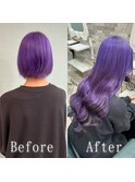 パープル#シールエクステ#デザインカラー#レイヤーカット#町田
