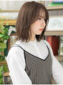 グレーベージュシースルーバング韓国風ロブh3志木20代30代40代