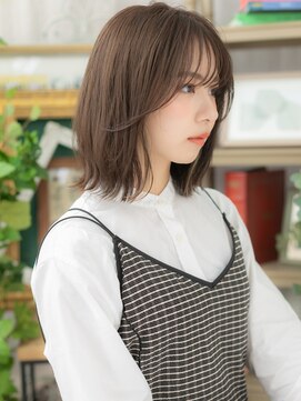 カバーヘア ブリス 志木南口駅前店(COVER HAIR bliss) グレーベージュシースルーバング韓国風ロブh3志木20代30代40代