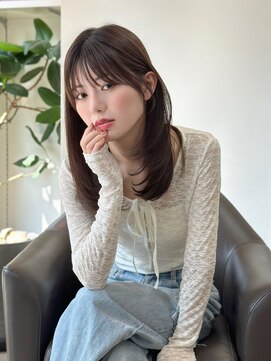 オムニス 表参道(Omnis) 大人可愛いミディアムレイヤーワンカール小顔前髪シースルー前髪