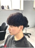 縦落ちツイストスパイラルメンズパーマ刈り上げマッシュビジネス