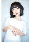 【morio池袋】人気の髪型 大人かわいい黒髪斜めバング小顔ボブ