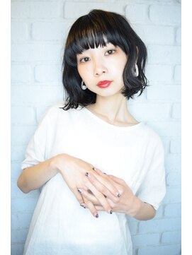 ラウンジ モリオ イケブクロ(Lounge MORIO Ikebukuro) 【morio池袋】人気の髪型 大人かわいい黒髪斜めバング小顔ボブ