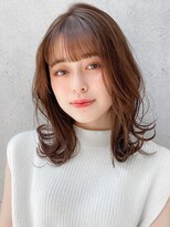 小顔前髪Aラインボブイヤリングカラーかきあげマロンベージュ♪