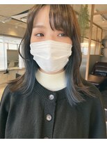 インナーカラー/イヤリングカラー/くすみブルー