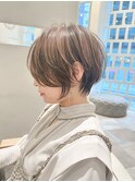 レイヤーくびれ美人ショート20代30代40代50代オリーブグレージュ