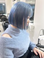 ランテルディ 渋谷(LANTERDIT)&nbsp;ペールブルー　ブルーカラー　透明感カラー　切りっぱなしボブ