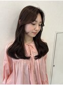 ピンクブラウン／春カラー／顔まわりカット／韓国風レイヤー