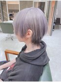 シルバーカラーツーブロックマッシュ ロングウルフカット