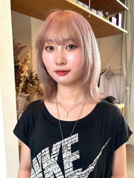 エルム 原宿 表参道(yelm) ブリーチ2回以上必須ペールピンクベージュフェイスレイヤーボブ