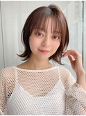 前髪 ボブ 小顔 ミルクティーブロンド"