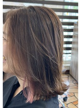 アイヘアー(AI HAIR)の写真/髪質改善カラーで手触りまで美しく。赤みを抑えた透明感カラーと徹底したケアで、理想のまとまりをキープ。
