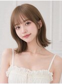 ゆるめパーマオリーブベージュベージュカラー前髪あり前髪なし◎