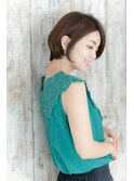 ひし形シルエットセンターパートベージュカラー小顔大人ボブ☆