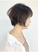 前下がり★ショートボブ/オリーブグレージュ/エアリーボブ