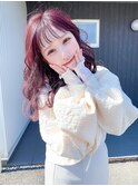 ピンクカラー カシスピンクカラー 暖色カラー レイヤーカット