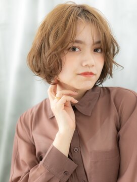 ドクターズ サロン ラブ(Dr's Salon LAB) 大人かわいいハイトーンカラーひし形ボブパーマp古河20代30代