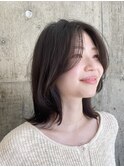 ミディアムレイヤー/前髪なし