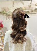 結婚式お呼ばれリボンハーフアップ