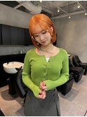 大人可愛いオレンジカラー/切りっぱなしボブ【心斎橋】