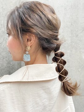 アルバム 銀座(ALBUM GINZA) 紐アレンジ_オリーブカラーハイライトカラー_ba307051