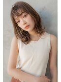 大人かわいい前髪セシルカットココアブラウンフリンジウェーブ