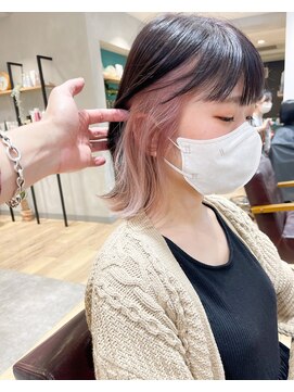 エミス バイ メルト 吉祥寺(emis by melt) 【堀惠洋平】インナーカラーイヤリングカラーピンクベージュ