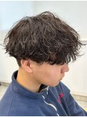 波巻きパーマメンズパーマメンズヘアツーブロックツイストパーマ
