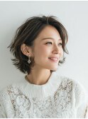 大人女性/ヘアセット/ボブルフ/ネビージュ/小顔/菱形