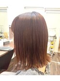 切りっぱなしヘイリーボブ×うるツヤブラウン髪質改善20代30代