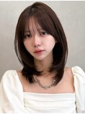 イメチェン艶感セミディモテ髪グランマッシュサイドバング