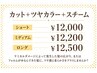 【NEWクーポン】カット+ツヤカラー+スチーム ￥12,500