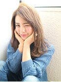 大人かわいい流しバング♪フェミニンセミディ