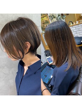 アヴァロン(AVALON) 横顔美人◎明るめベージュカラー&大人ひし形ショートボブ