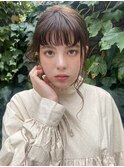 セミロングカジュアルお団子アレンジ