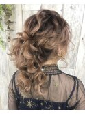 ヘアセット/ポニーテール/ヘアアレンジ/結婚式/編み込み