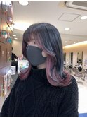 インナーカラーパールピンクネイビーカラー池袋2266