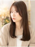 シースルーバングアースカラーエアストレートa戸頭20代30代40代
