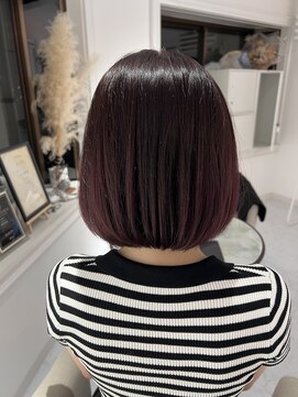 ミルメルシー(Mille mercis) 乾かすだけでまとまるボブスタイル＋艶たっぷりピンクブラウン