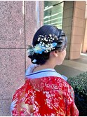 生花　アレンジ　色打掛　花嫁ヘア