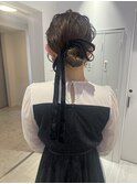 結婚式ヘア　お呼ばれヘア　ヘアセット　タイトシニヨン