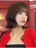 ミニウルフ髪質改善縮毛矯正酸熱ストレートレイヤーボブ/渋谷