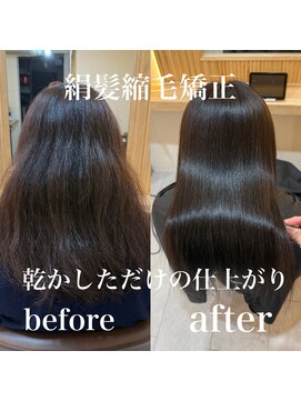 乾かすだけでまとまる髪へ　絹髪縮毛矯正