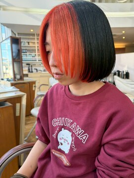イーストハムヘッドショップ(EAST HAM head shop) バングカラー/オレンジレッド/ボブカット