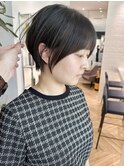髪質改善カラー耳かけまとまるショートボブ