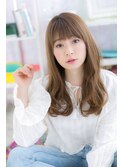 縦ラインで小顔★クリアカラー無造作パーマb