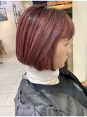 暖色カラー　ショートボブ　ショートバンク　YACHI