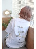 ピンクベージュのボブスタイル
