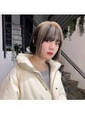 前下がりボブ/小顔レイヤー/前髪あり/20代30代40代