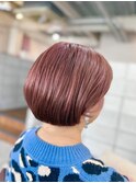 大人の艶々透明感ピンクベリーショートボブ　　2510